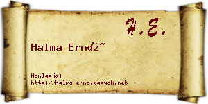 Halma Ernő névjegykártya